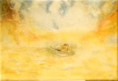 Kutter im Sandsturm -Salzwüste Aralsee